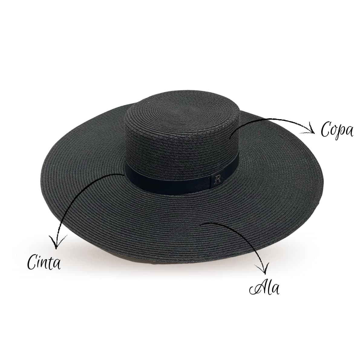 Sombrero de Fibra Vegetal Ala Ancha Atena color Negro
